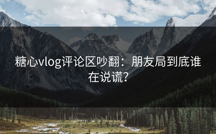 糖心vlog评论区吵翻:朋友局到底谁在说谎?