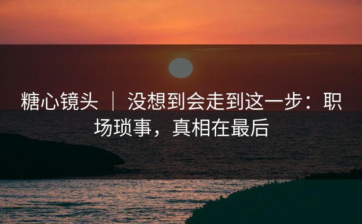 糖心镜头 ｜ 没想到会走到这一步：职场琐事，真相在最后